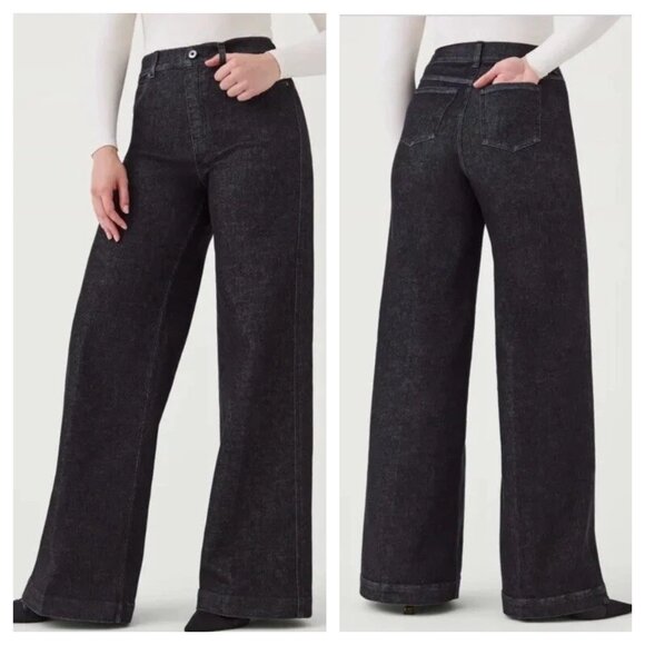 SPANX Wide Leg Pull-on Jeans XL Charcoal/Washed Black - Picture 1 of 16